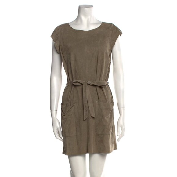 Joie Brown Suede Leather Dress (Small) - Picture 1 of 3